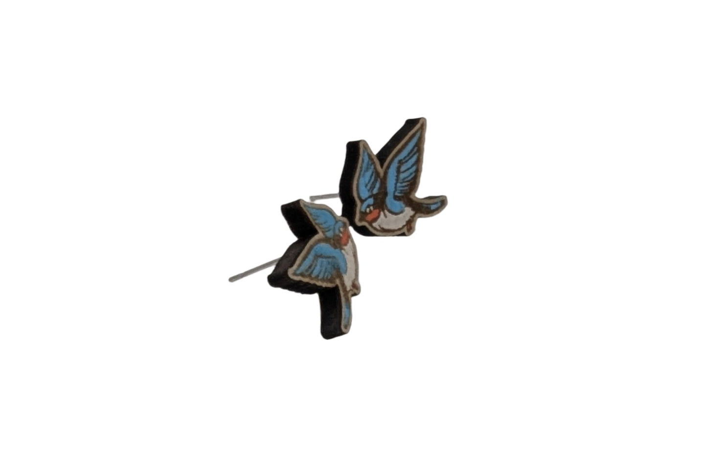 Blue Sparrow Stud Earrings
