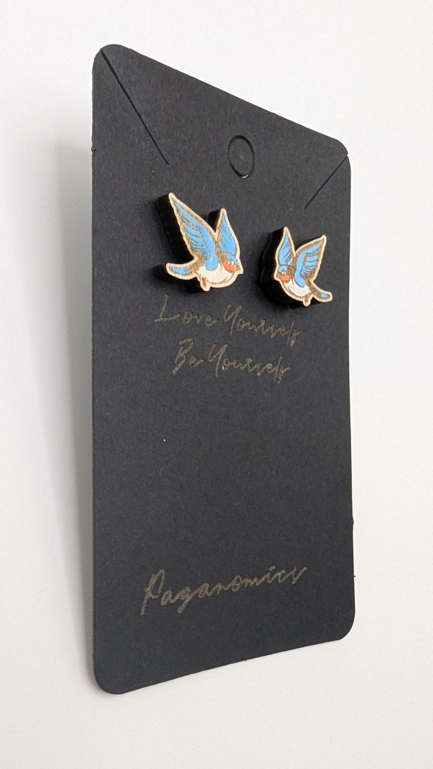 Blue Sparrow Stud Earrings