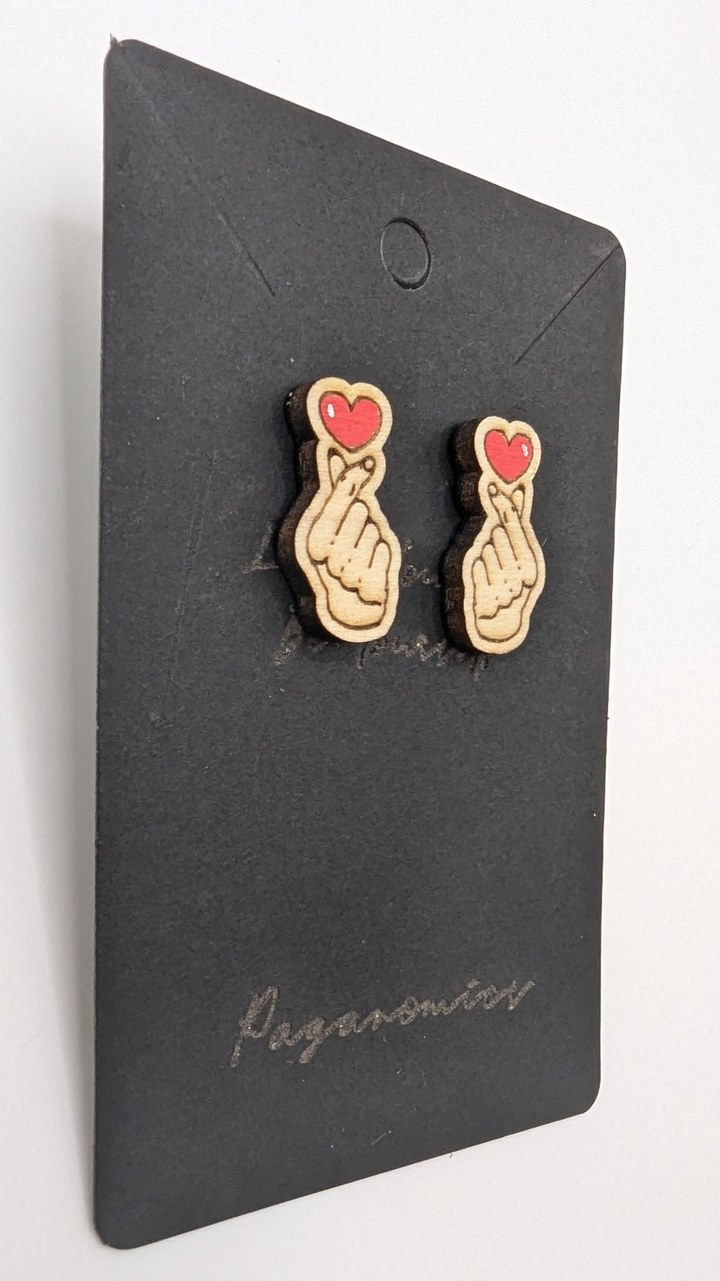 Finger Heart Stud Earrings