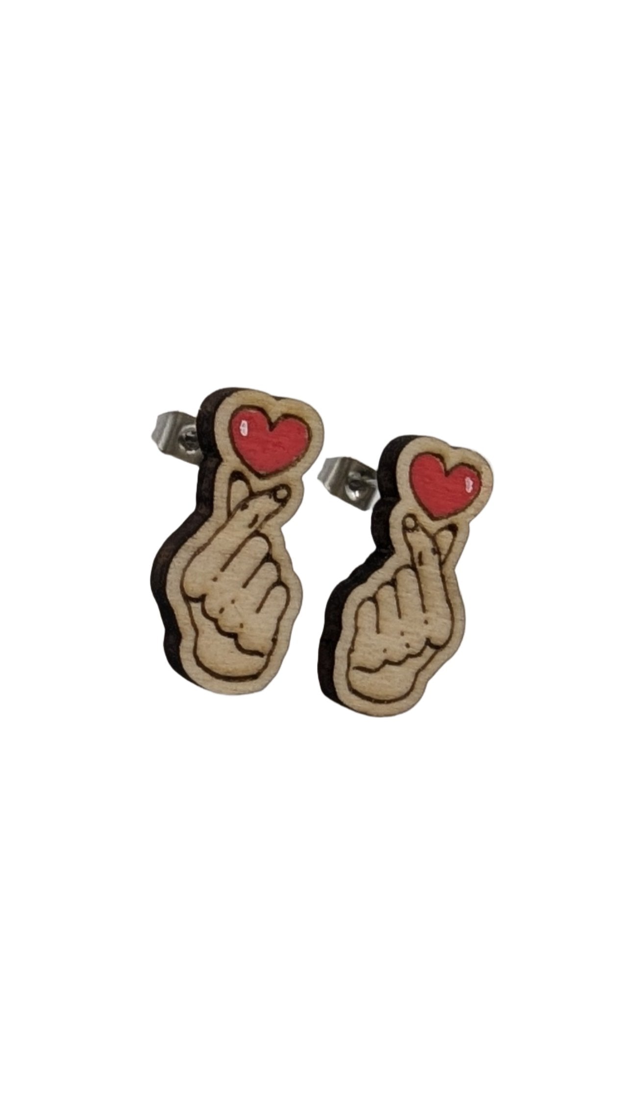 Finger Heart Stud Earrings