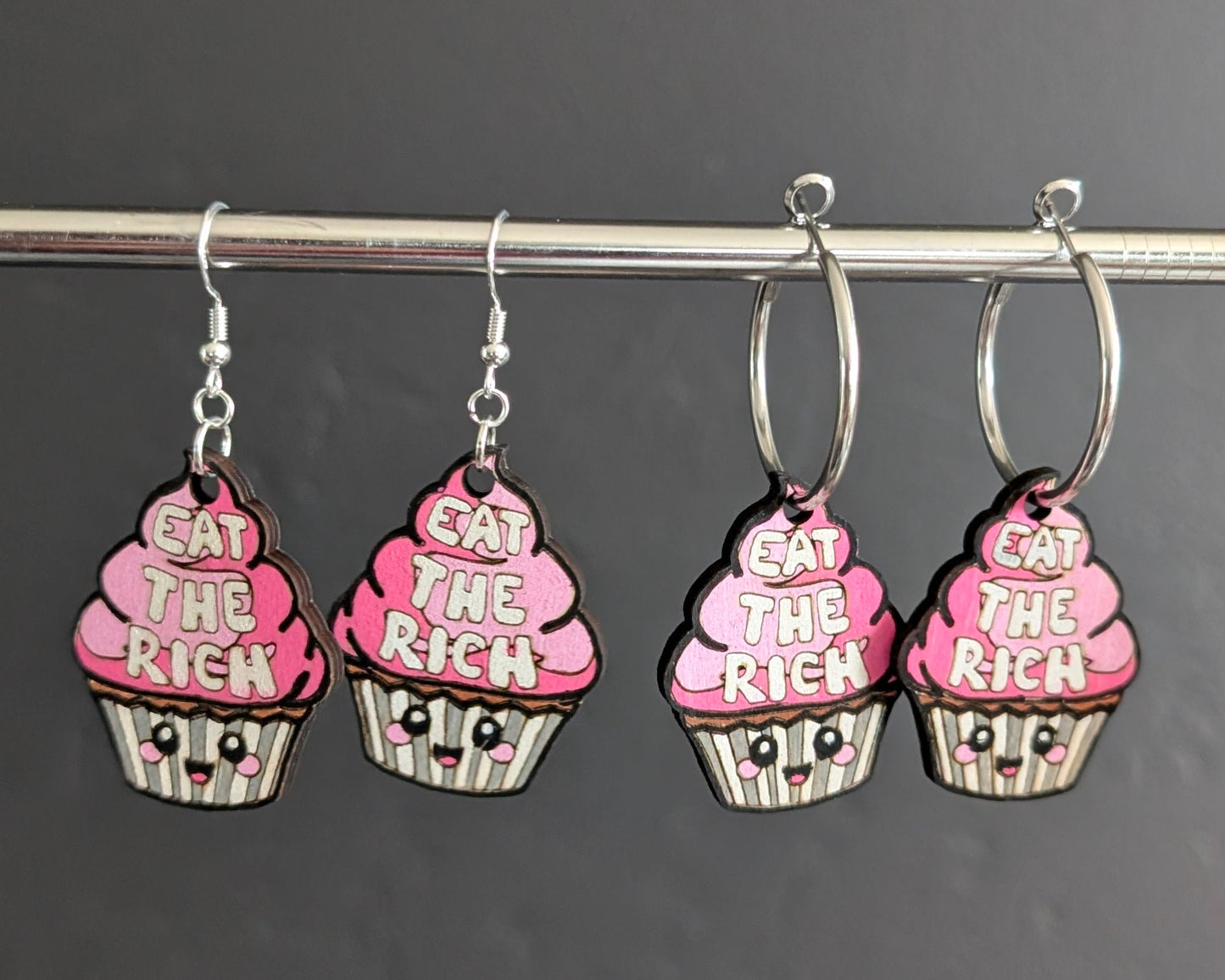 Eat the Rich Cupcake Dangle Earrings