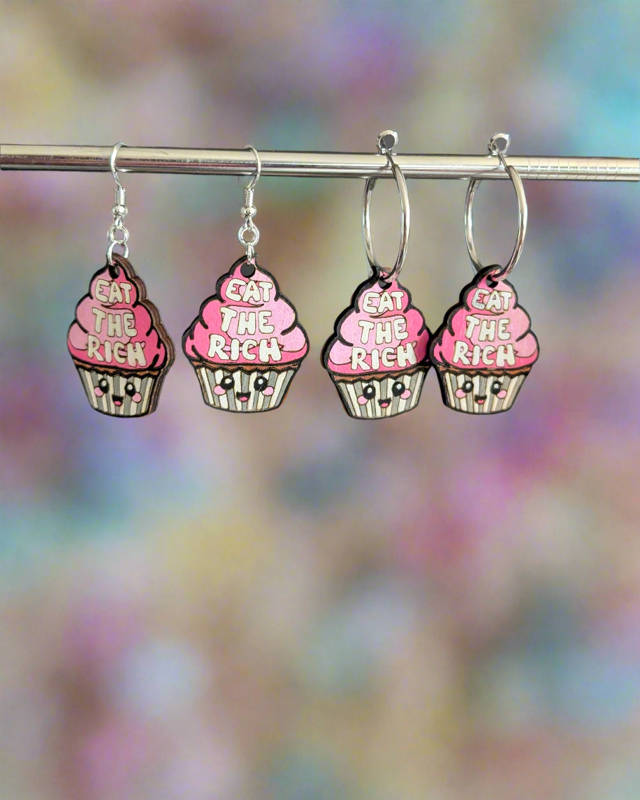 Eat the Rich Cupcake Dangle Earrings