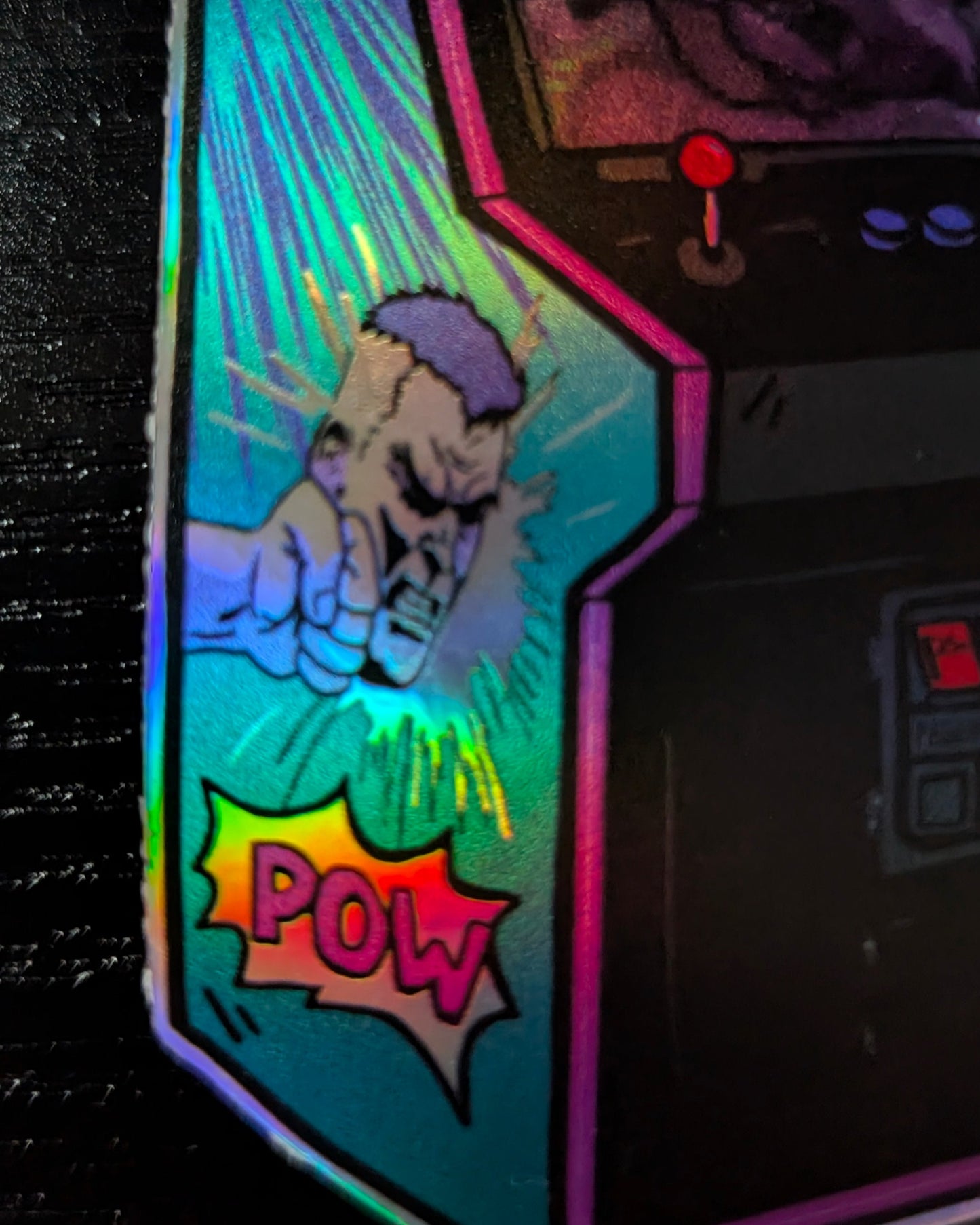 Fascism Fighter Arcade Game Holographic Sticker
