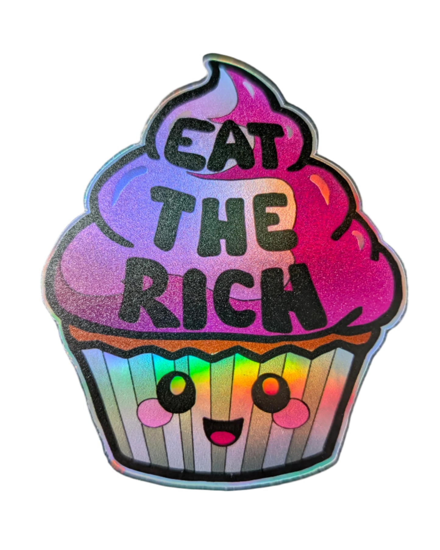 Eat the Rich Cupcake Holographic Sticker