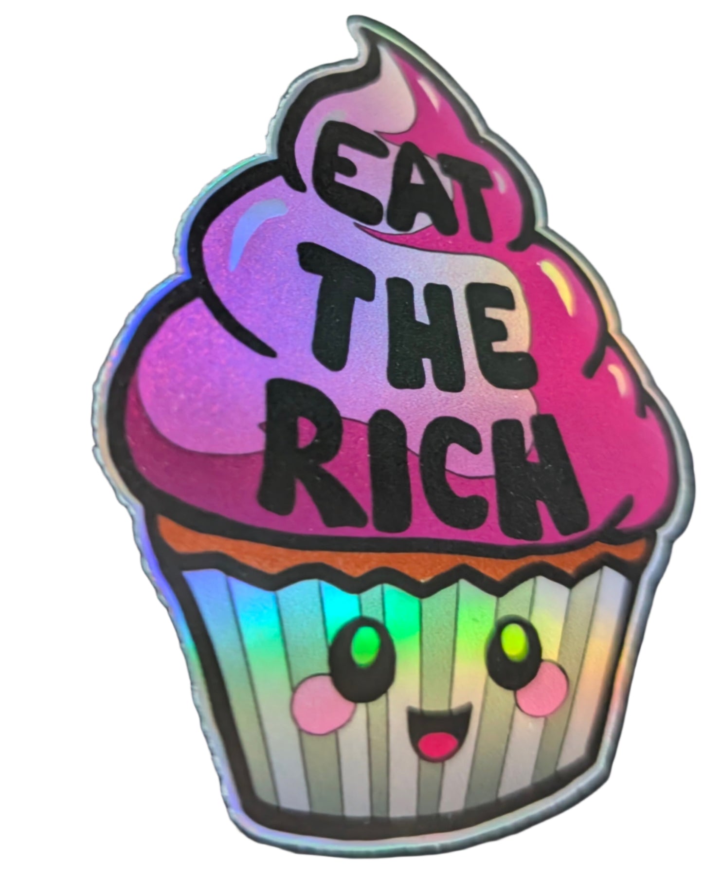 Eat the Rich Cupcake Holographic Sticker