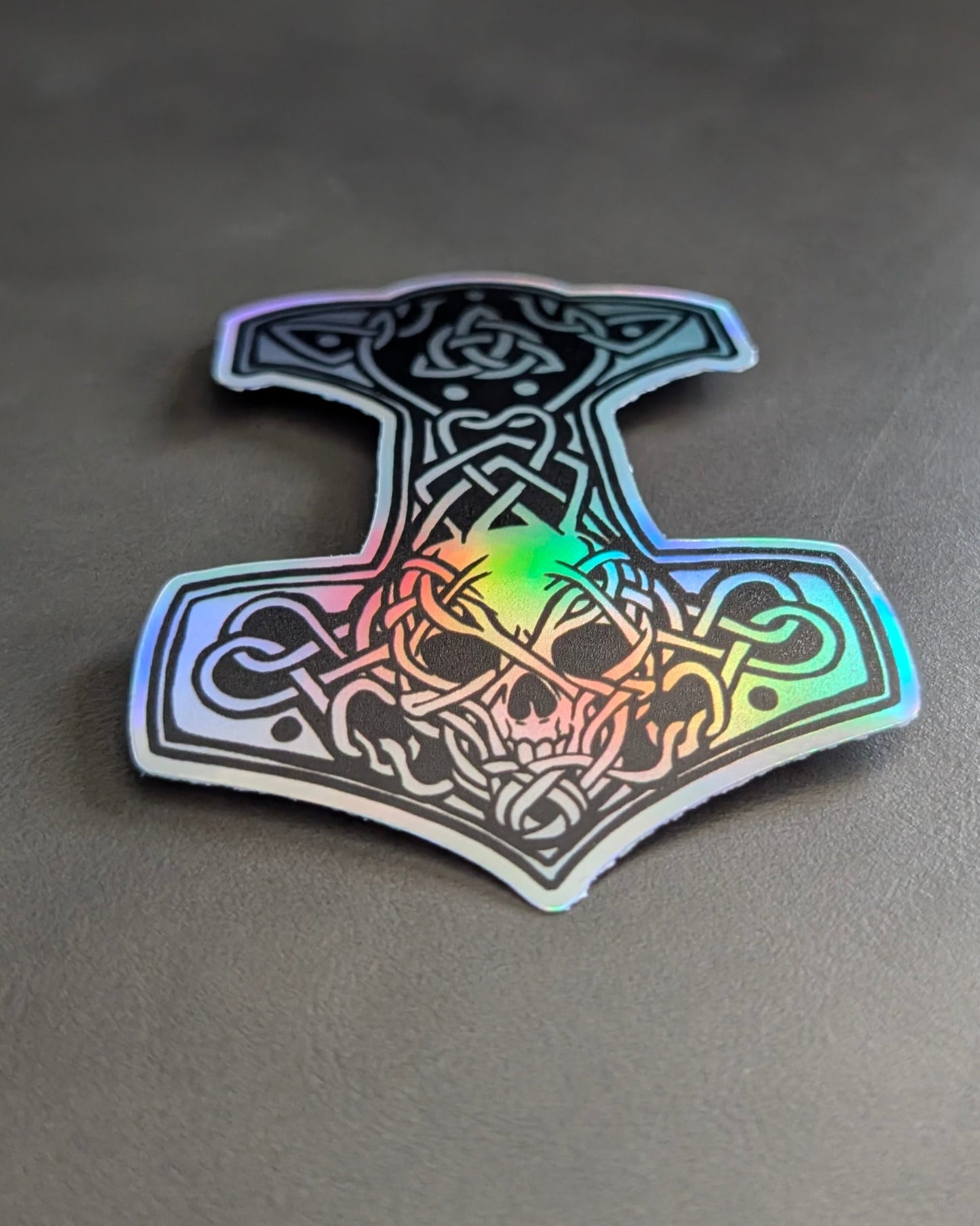 Mjolnir Thor's Skull Hammer Holographic Sticker