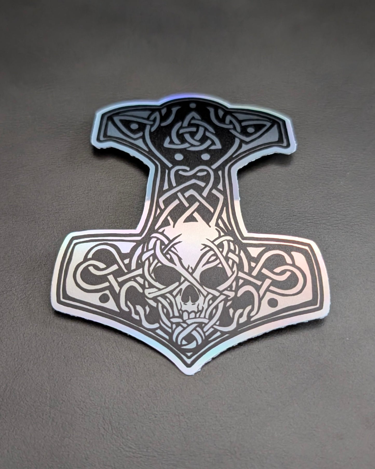 Mjolnir Thor's Skull Hammer Holographic Sticker
