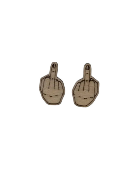 Middle Finger Flip Off Hand Stud Earrings