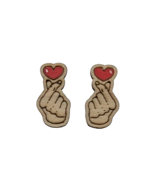 Finger Heart Stud Earrings