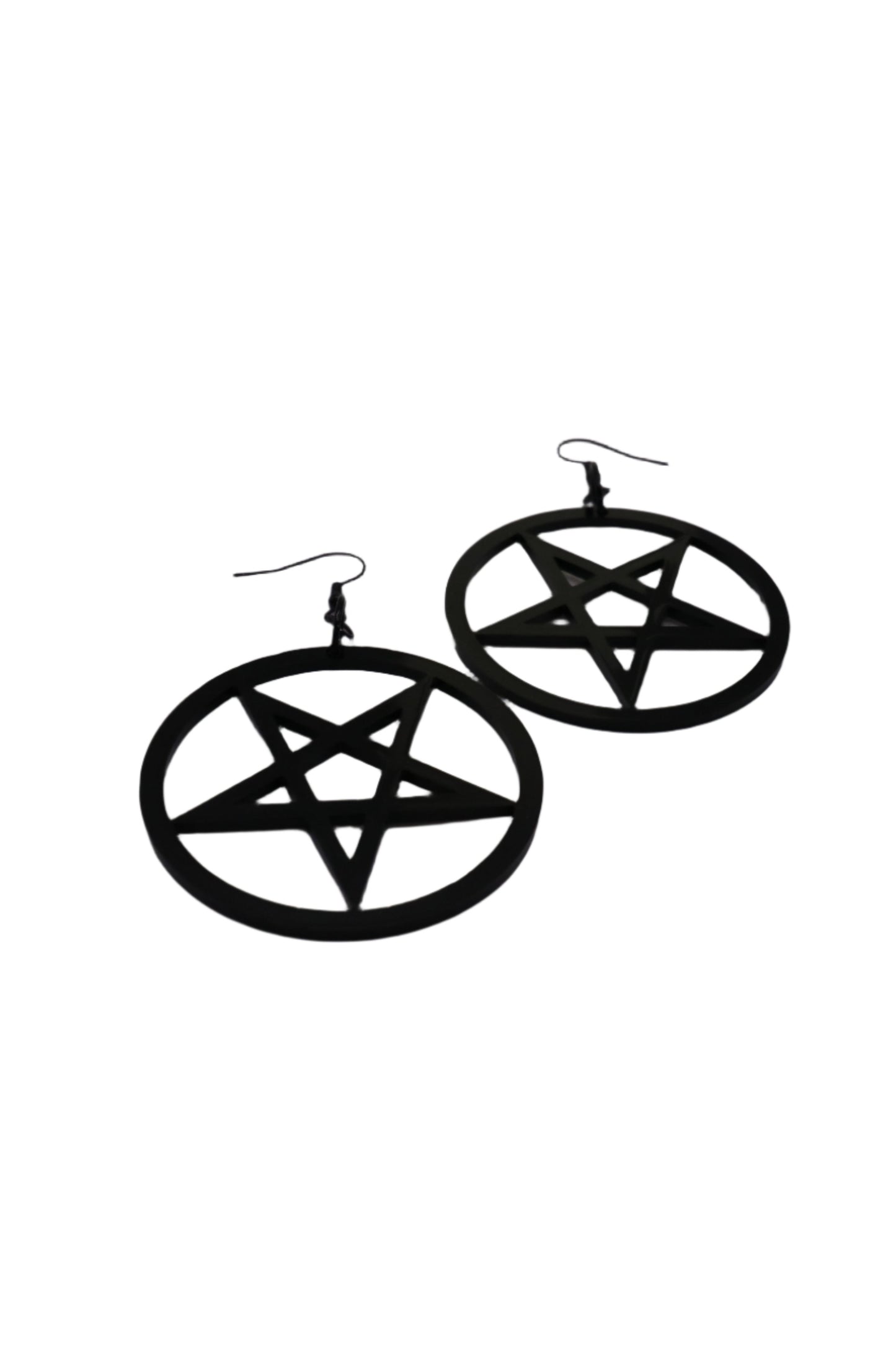 Inverted Pentacle Black Acrylic Dangle Earrings