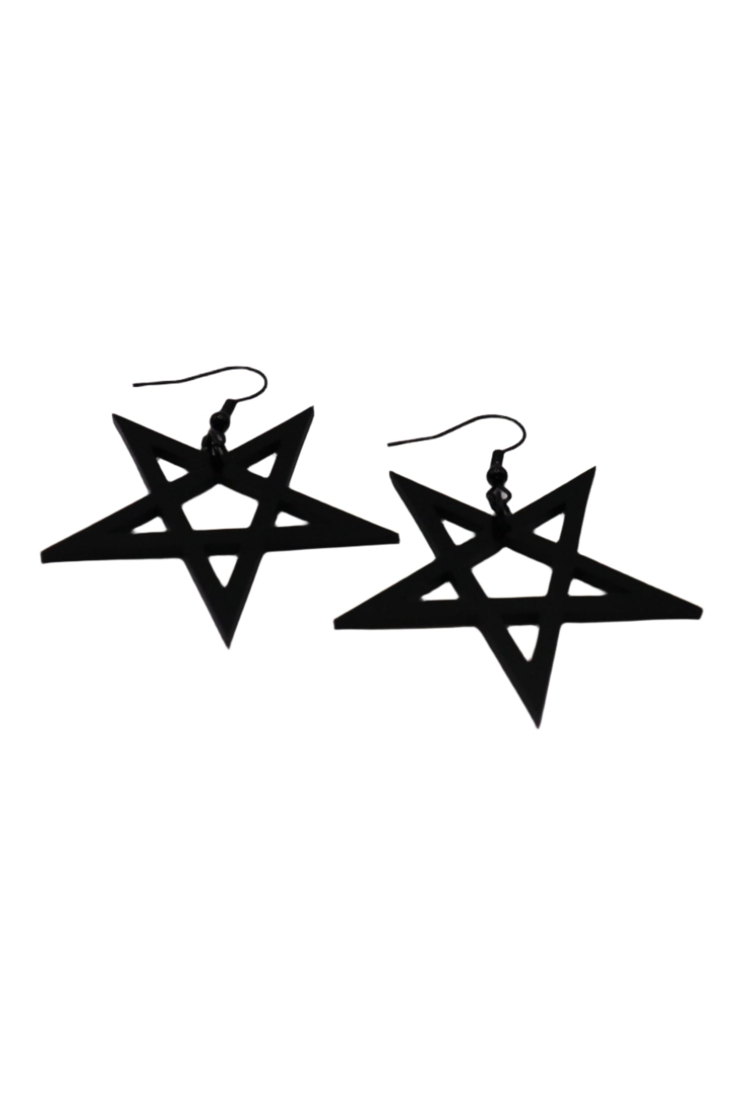 Inverted Pentagram Black Acrylic Dangle Earrings