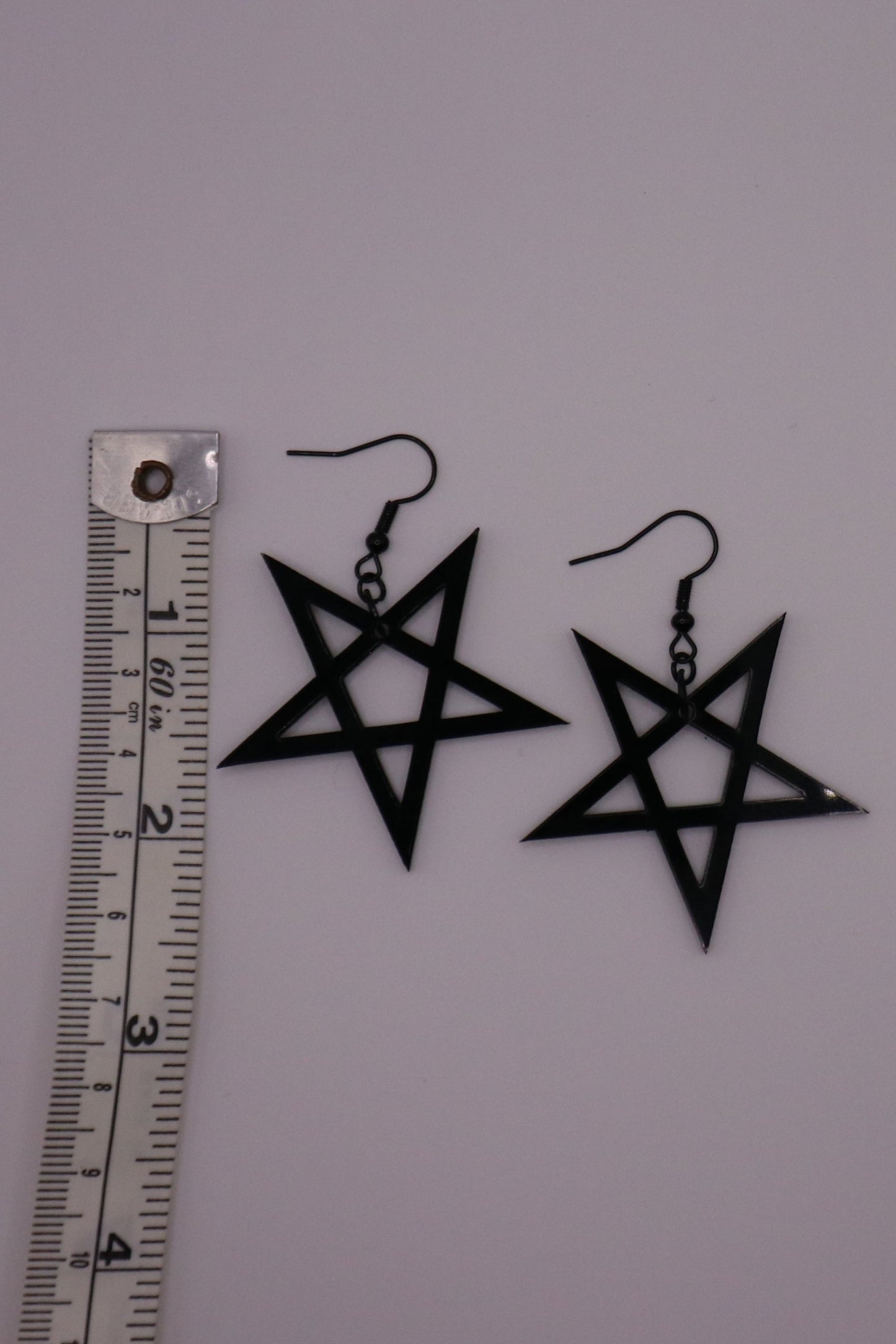 Inverted Pentagram Black Acrylic Dangle Earrings