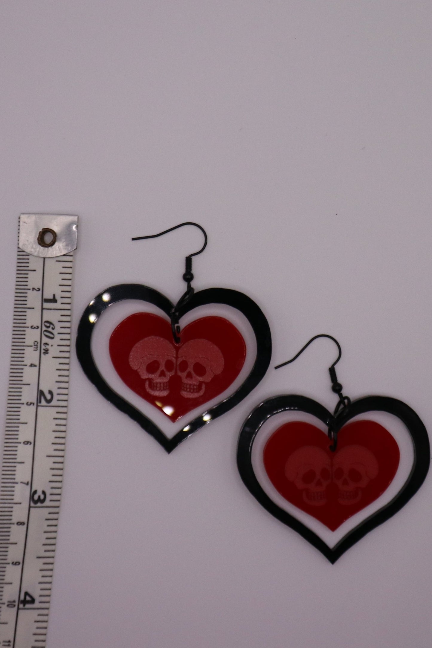 Skull Heart Outline Acrylic Dangle Earrings