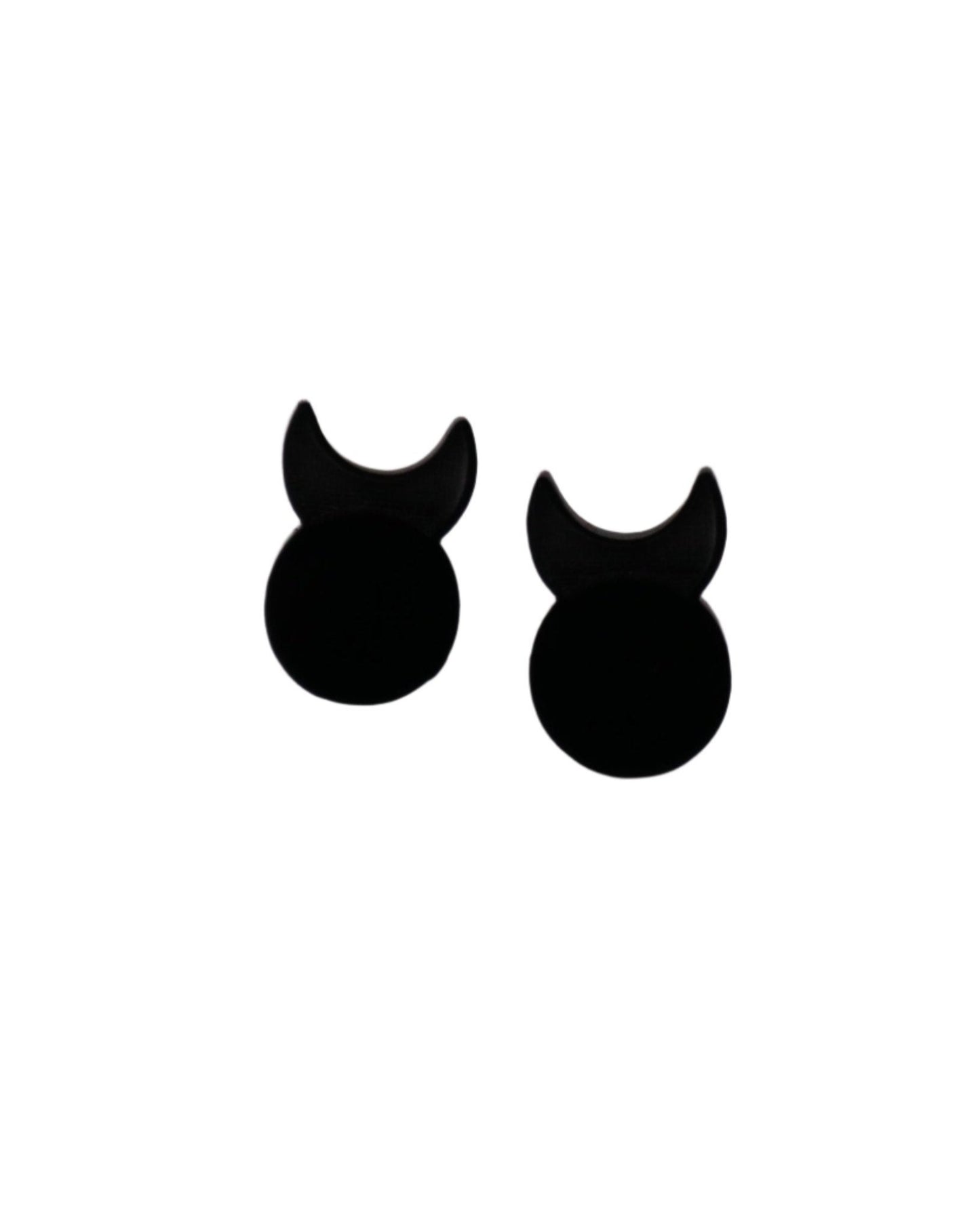 Horned God Small Black Acrylic Stud Earrings