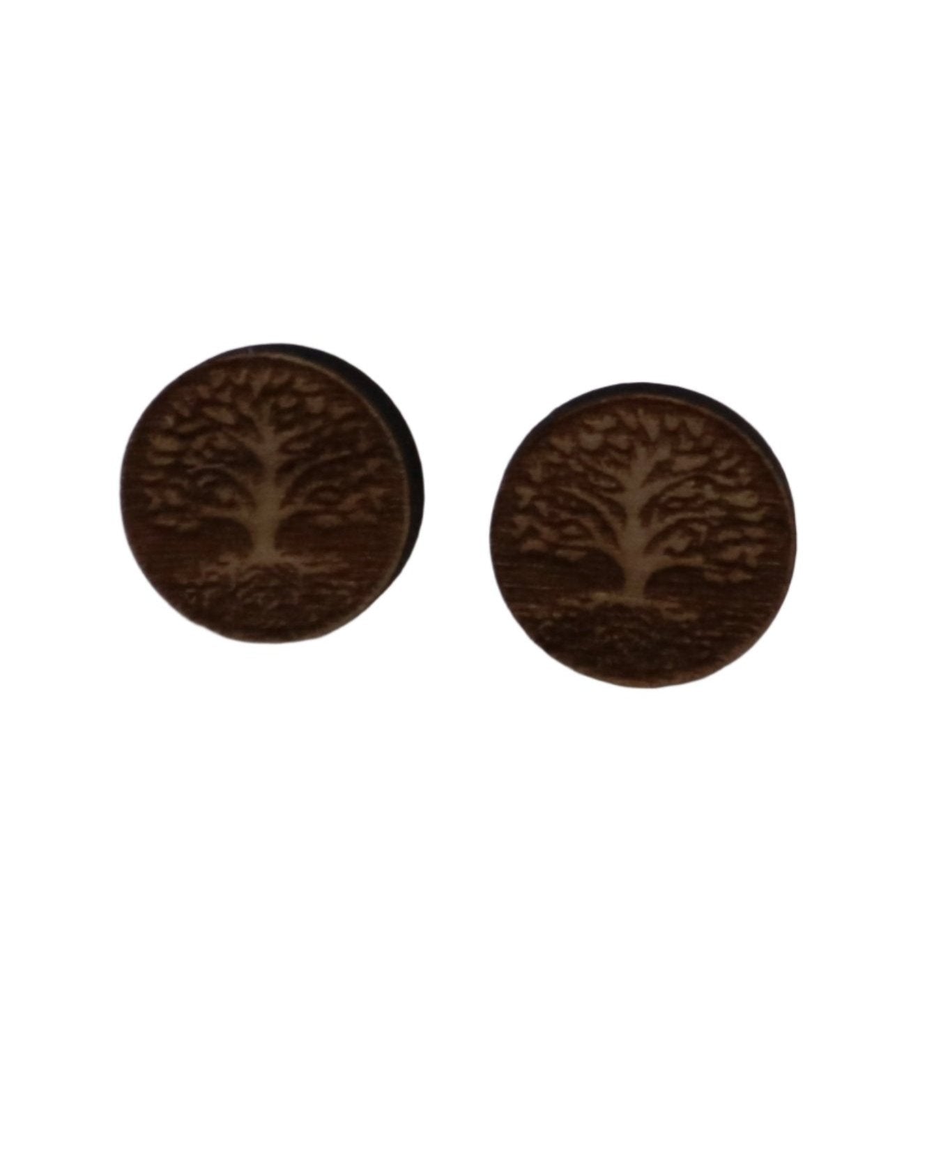 Yggdrassil Tree of Life Wooden Stud Earrings