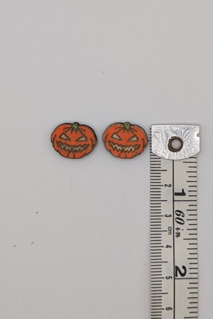 Jack O Lantern Pumpkin Stud Earrings