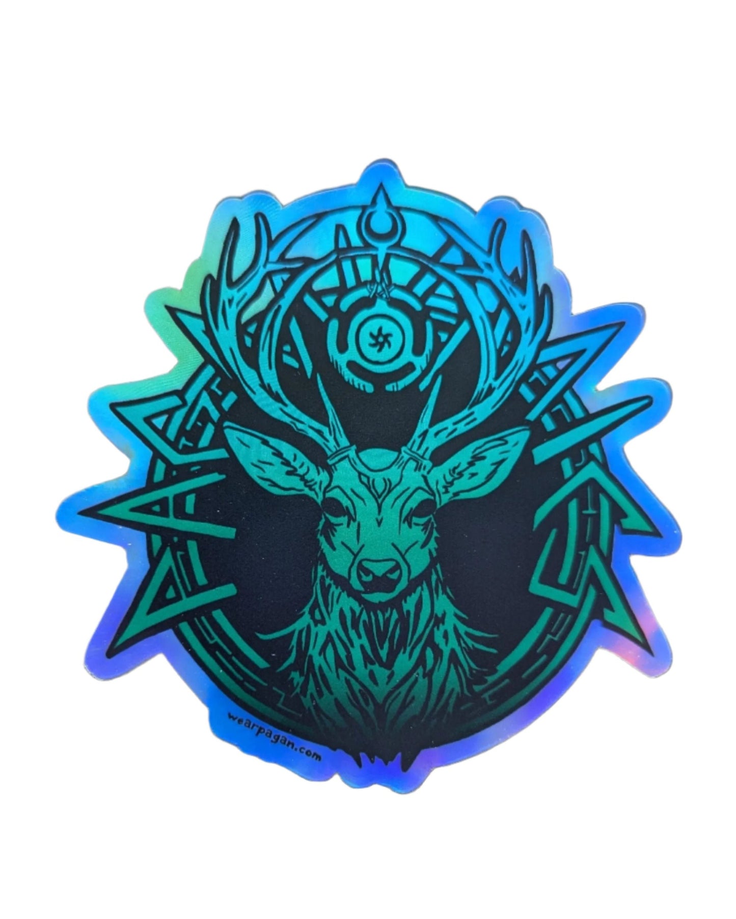 Forest Spirit Deer Paganomics Logo Holographic Sticker