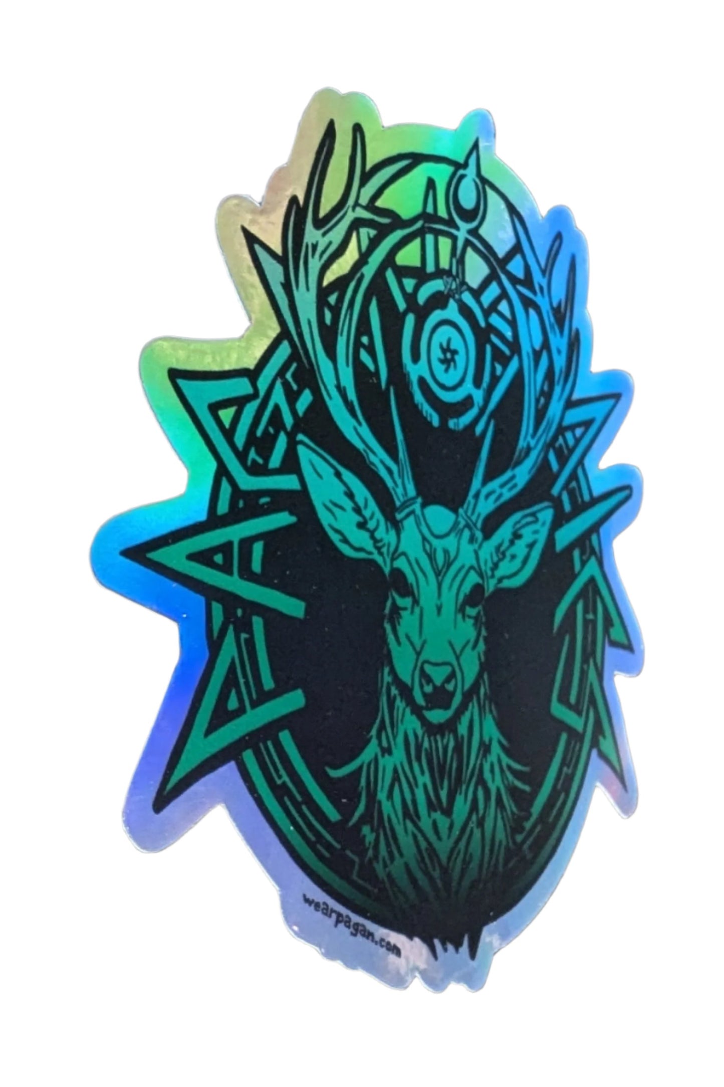 Forest Spirit Deer Paganomics Logo Holographic Sticker