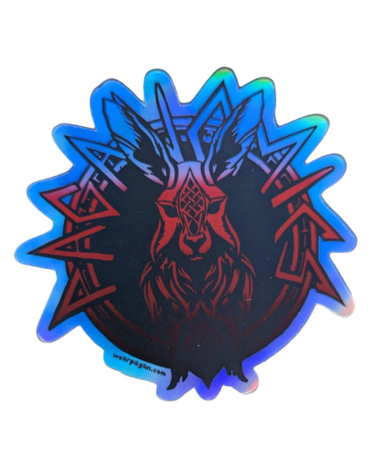 Celtic Rabbit Paganomics Logo Holographic Sticker