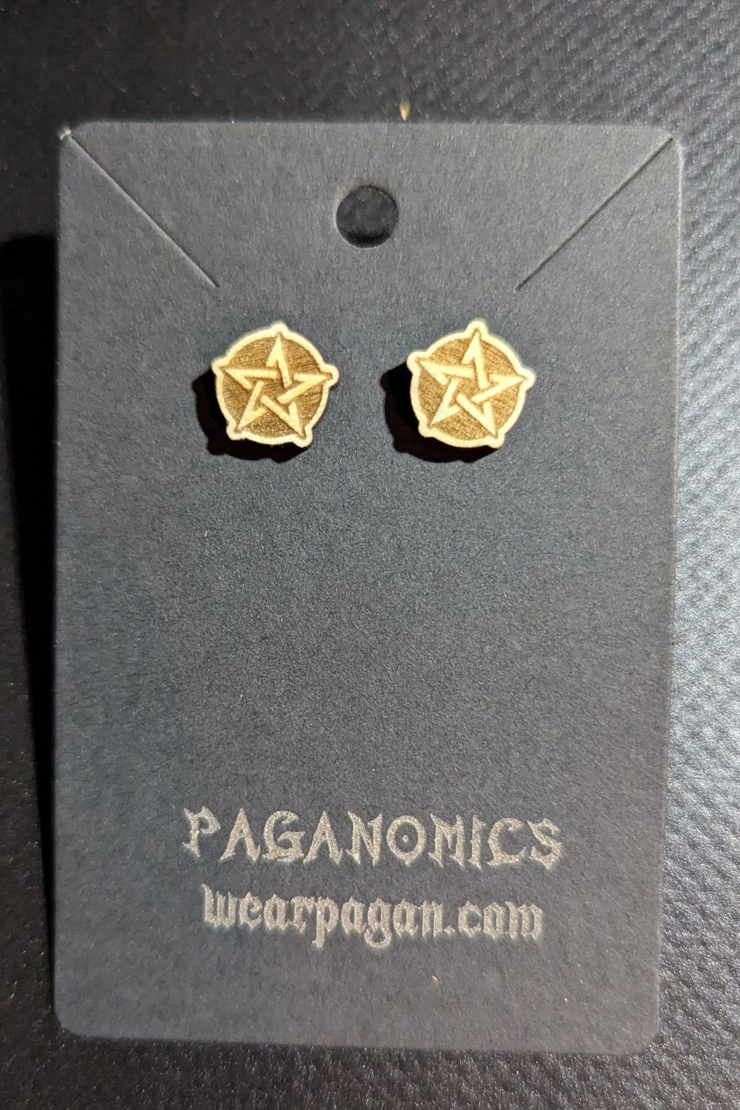 Pentacle Pentagram Wooden Stud Earrings