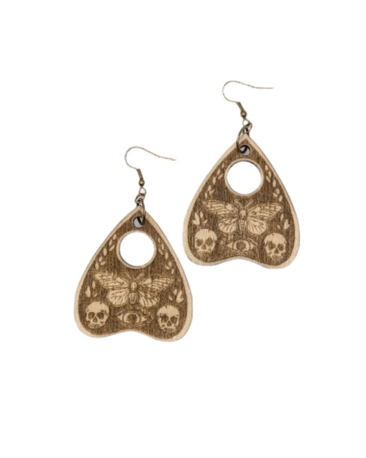 Ouija Planchette Wood Dangle Earrings