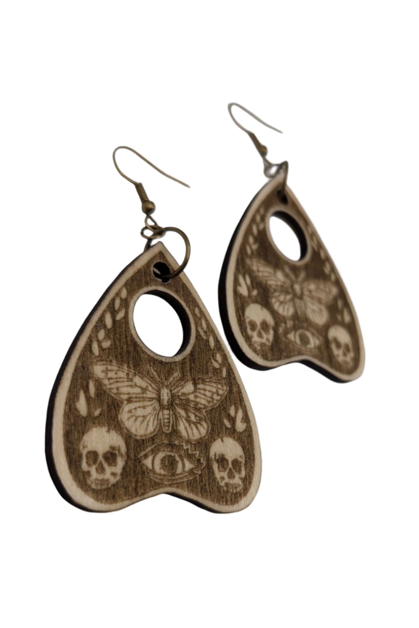 Ouija Planchette Wood Dangle Earrings