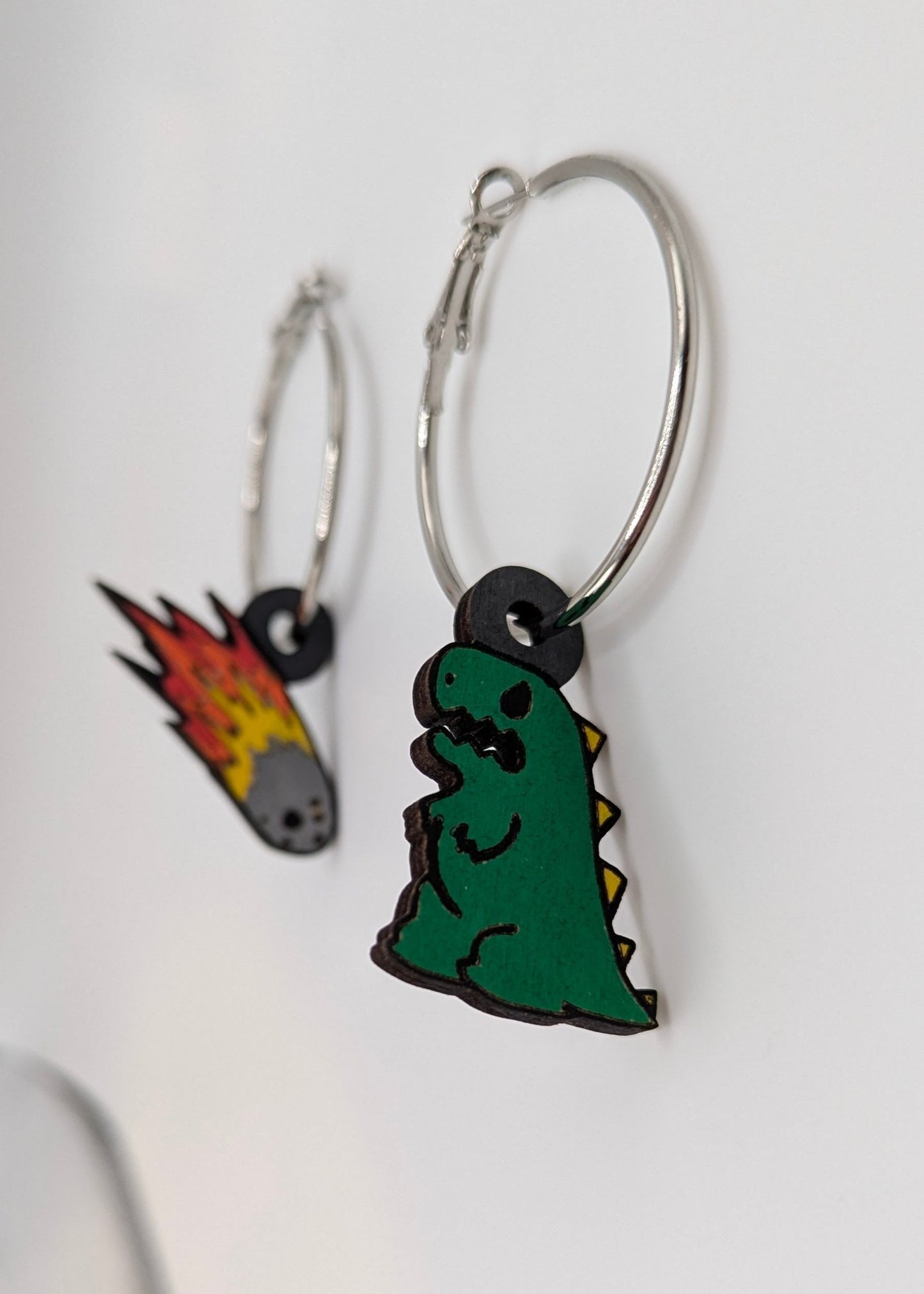 Dinosaur Meteor End of the World Hoop Earrings