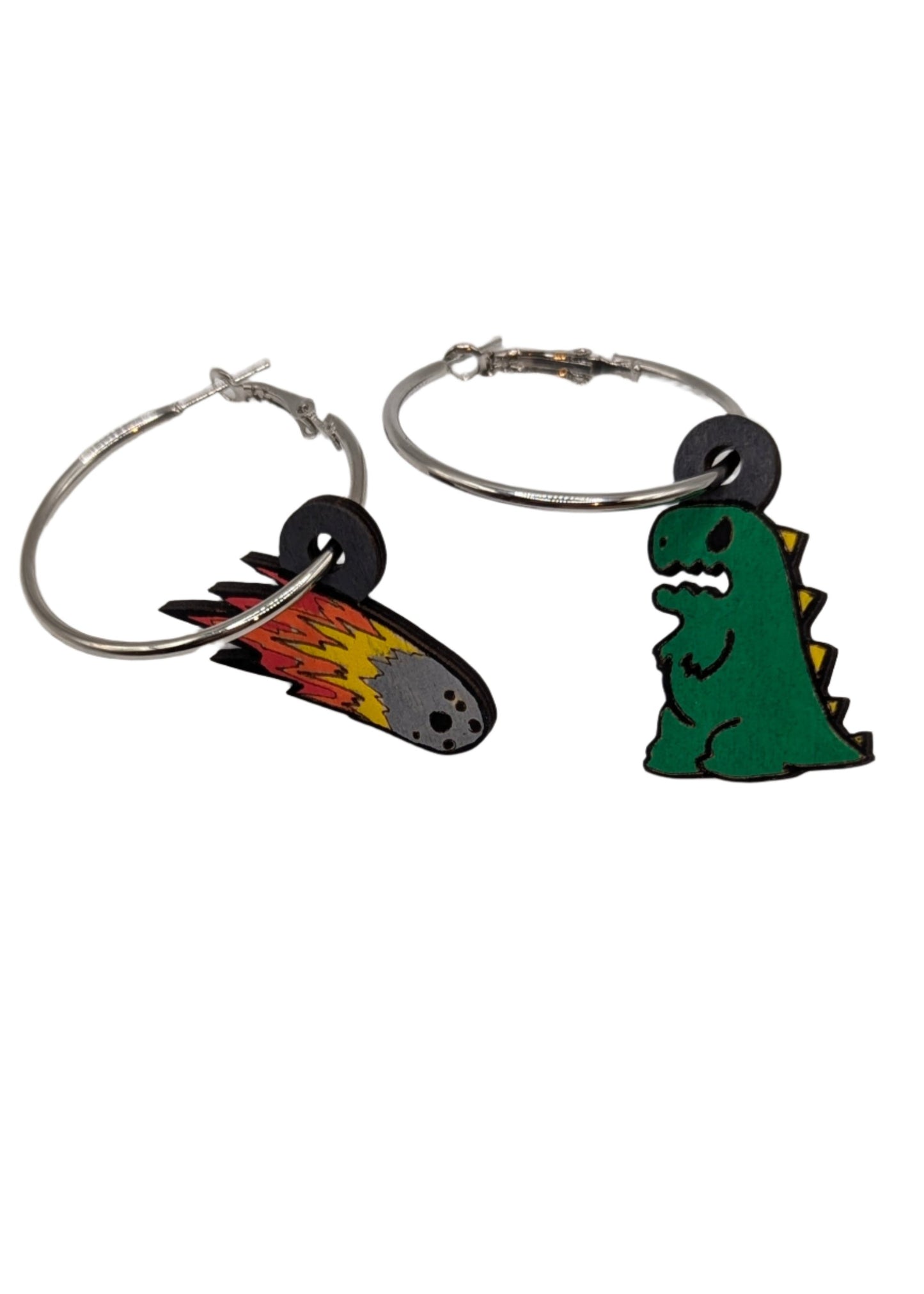 Dinosaur Meteor End of the World Hoop Earrings