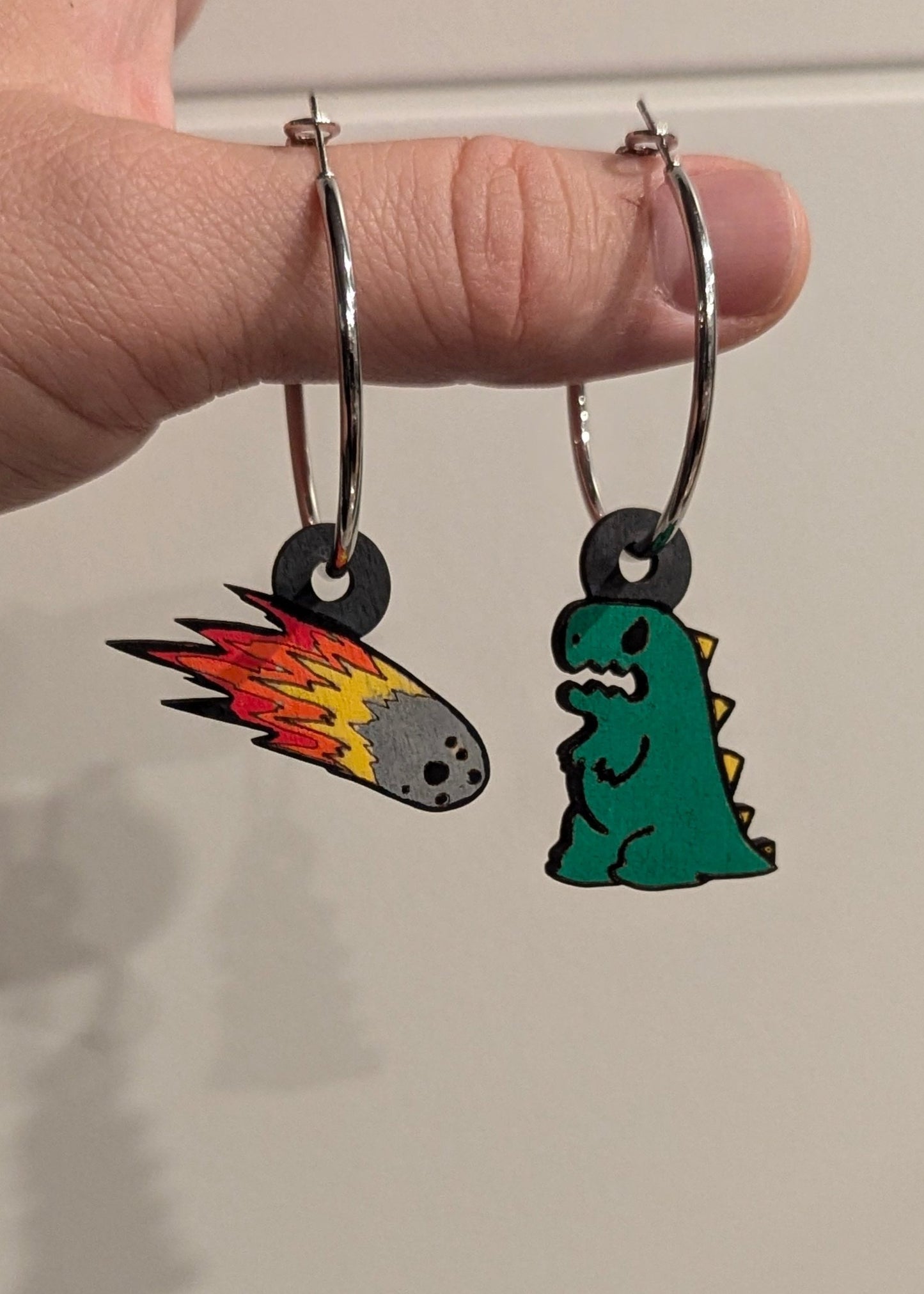 Dinosaur Meteor End of the World Hoop Earrings