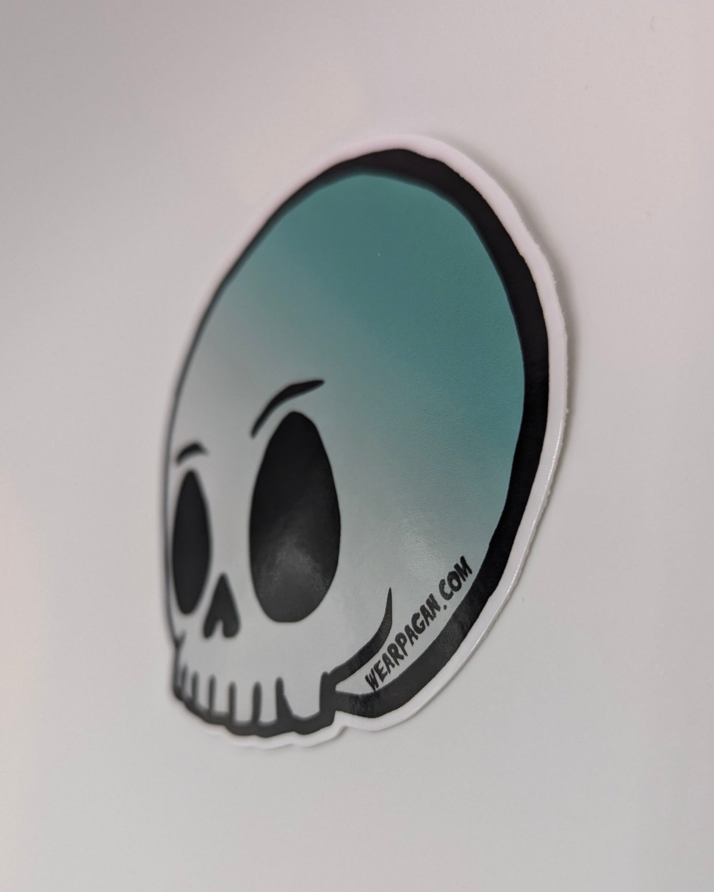 Cartoon Skull Teal Vinyl Sticker